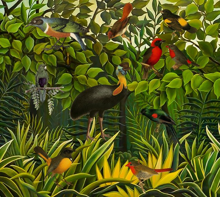 Jungle With Birds - Paintings - Drawings & Illustration, Animals, Birds, &  Fish, Birds, Other Birds - ArtPal