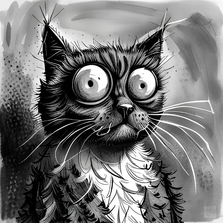 Frazzled Cat - Paintings - Drawings & Illustration, Humor & Satire ...