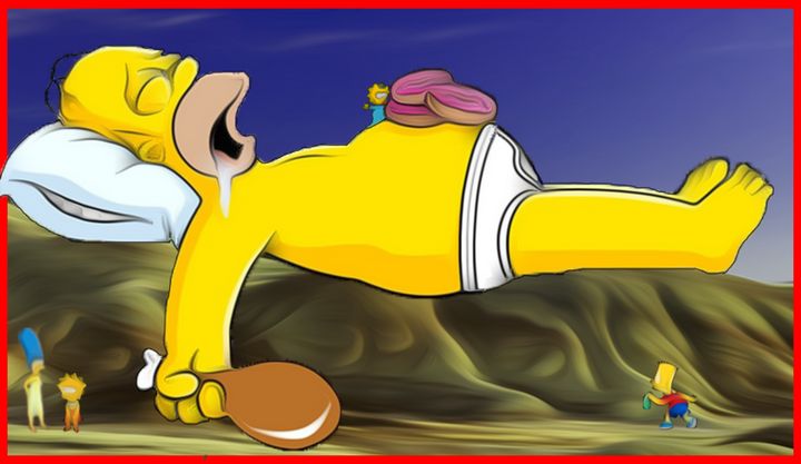 Giant Homer Simpson Sleeping Roygbiv Thrift Art Digital Art Humor Satire Other Humor Satire Artpal