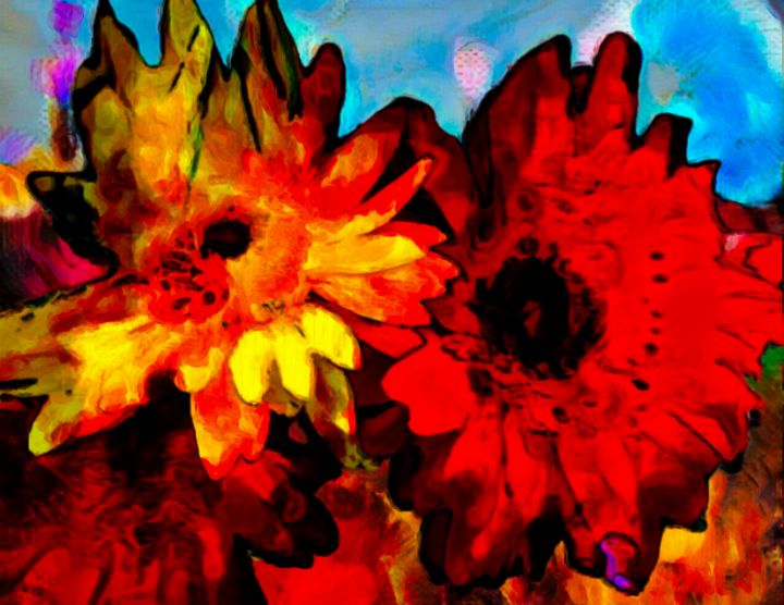 Red Yellow Flowers - Red Cow Design