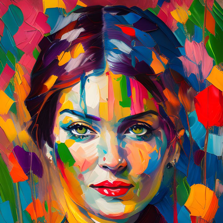 Strokes of Life: A Woman's Portrait - Random Artwork - Paintings