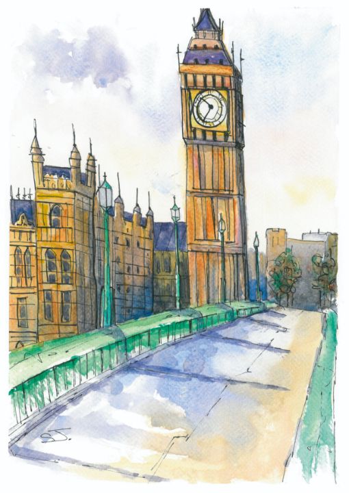 Westminster popular London,original watercolour painting