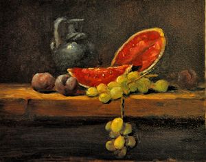 Watermelon, plums, & grapes