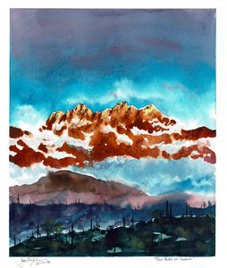 Four Peaks at Sundown - Almblade_Art