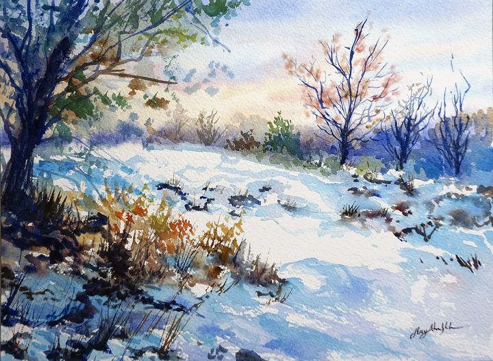 Snowy Hillside - Almblade Art - Paintings & Prints, Landscapes & Nature 