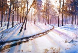 First Snow. Winter Landscape - VikArtStudio - Digital Art