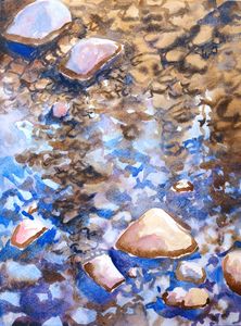 River Stones and Reflections - Suzys Art - Paintings & Prints, Landscapes &  Nature, Rivers & Creeks - ArtPal