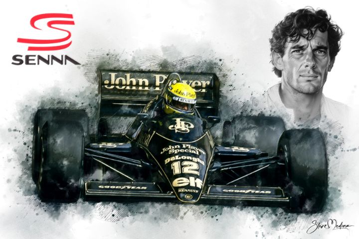 自動車 AYRTON SENNA 10YEARS PORTRAITS Tribute to Ayrton Senna (JPS) - Steve Medina - Digital Art