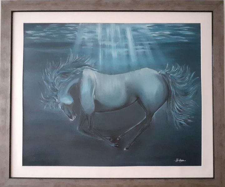DROWNING HORSE - hina aqeel - Paintings & Prints, Animals, Birds, & Fish,  Horses - ArtPal