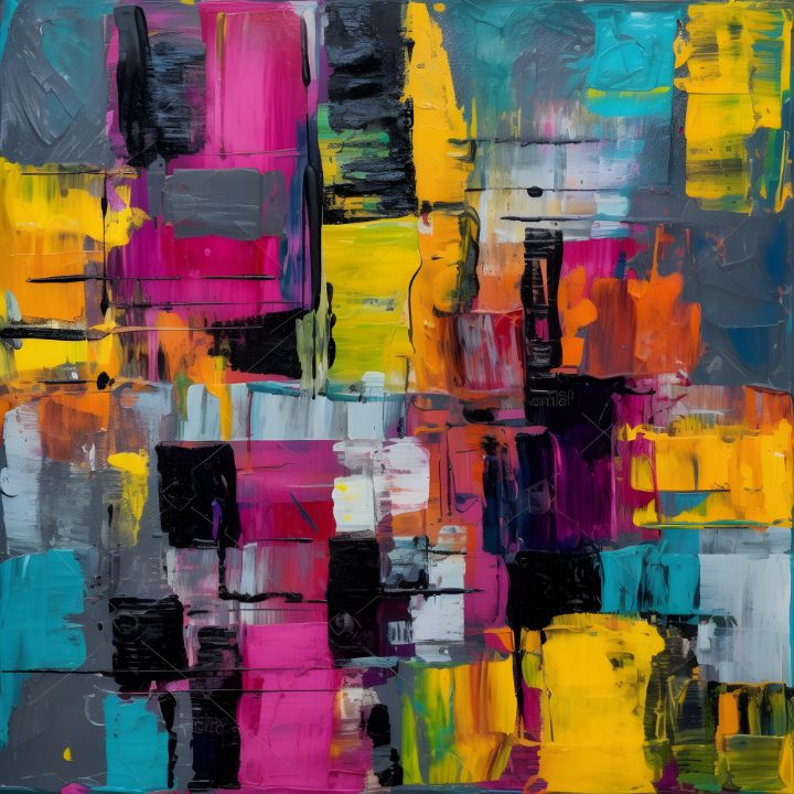 Cyan& Magenta Abstract Art - Namayo - Paintings & Prints, Abstract ...