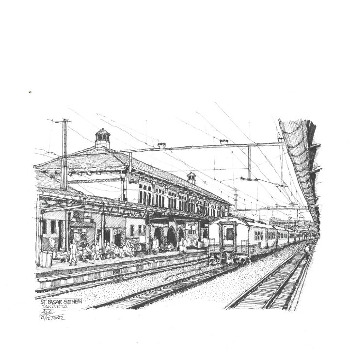 Train station - One point Perspective : r/drawing