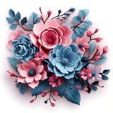 Pink and blue color flowers