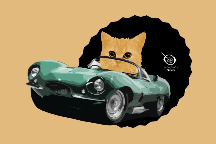 Cat Driving Vintage Car - Zelko Radic Bfvrp - Digital Art, Animals