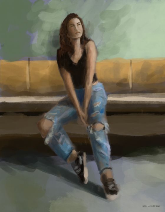 The Girl In Torn Jeans - The Art of Larry Whitler - Digital Art, People &  Figures, Fashion, Female - ArtPal