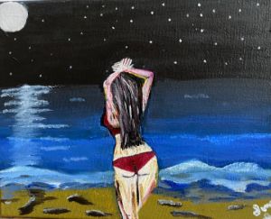 バリ絵画:beach girls Beach Girl