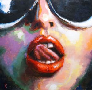 "Red lips" female portrait painting