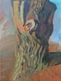 Vintage tree oil painting