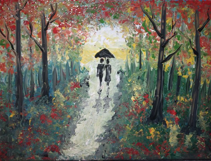 Couple walking under umbrella - Sarupya