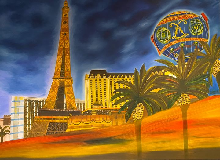 Las Vegas Eiffel Tower at Night Art Print