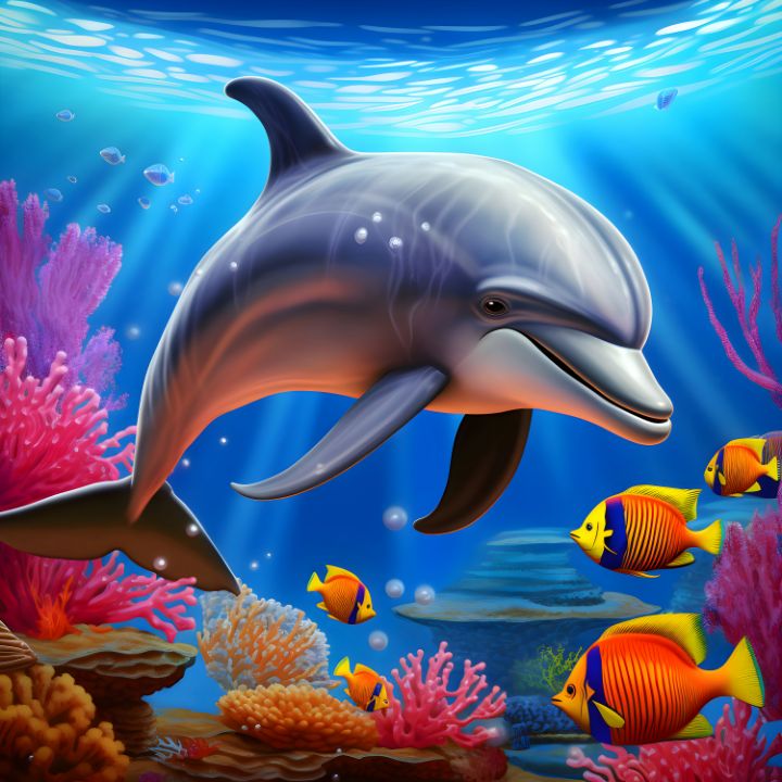 Dolphin Painting, Dolphin Art, Big Fish, high quality Ocean, Sea Creature