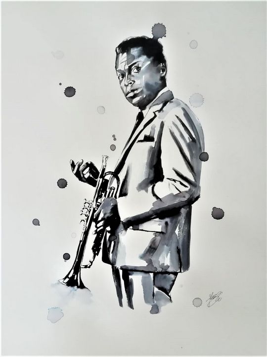 Portrait of Miles Davis - Federica Gallery - Paintings & Prints 