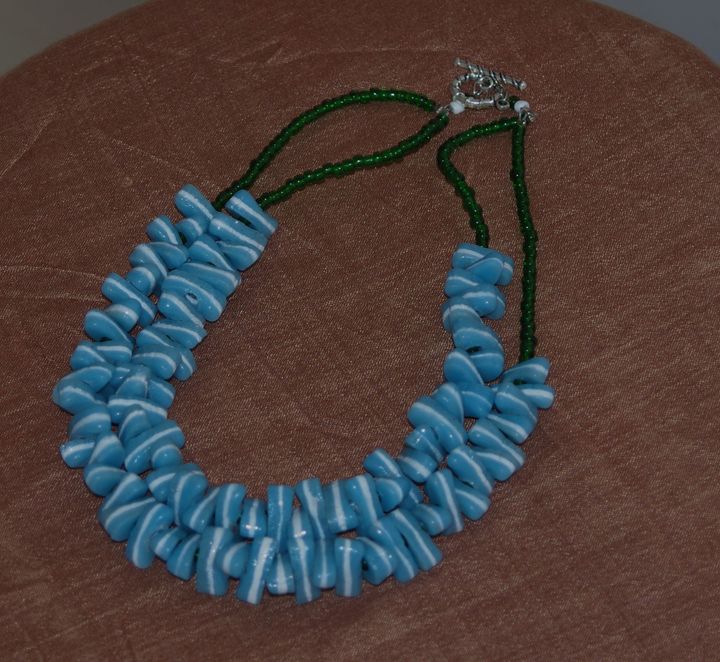 African Glass beads necklace. - Maya Art