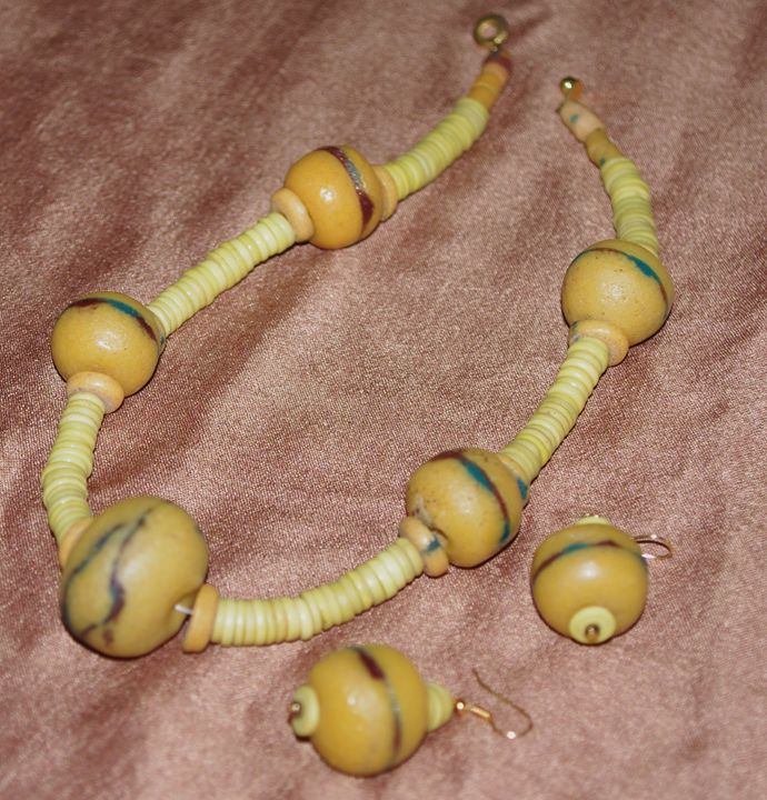 African glass beads necklace - Maya Art