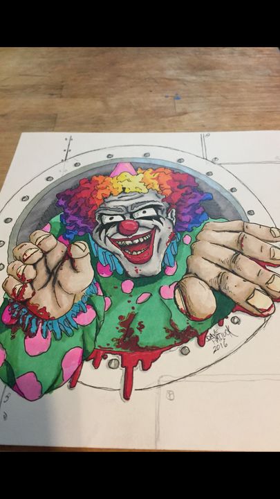Killer Clown : Pencil on paper - Kim Bailey