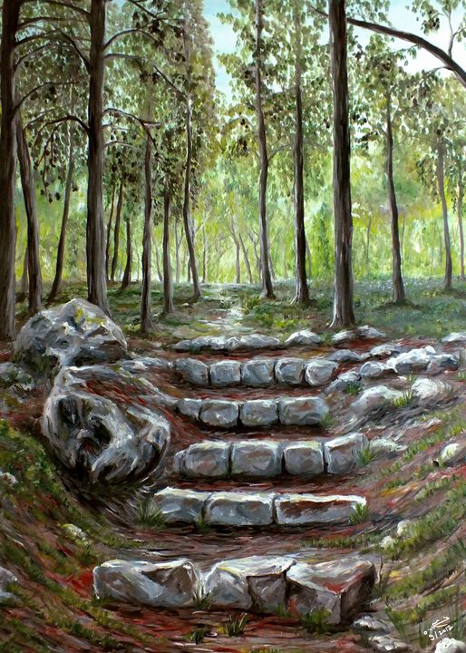 Stairs in the forest - Iris Gat - Art