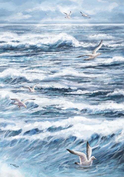 Sea & Gulls - Iris Gat - Art