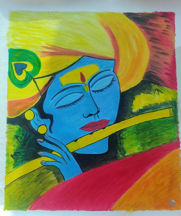 Radha Krishna oil pastel painting || step by step drawing tutorial.sanjoy  art work. - YouTube | Oil pastel paintings, Canvas painting, Modern art  canvas painting