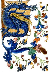 Medieval Dragon Floral - Sue Whitehead Arts