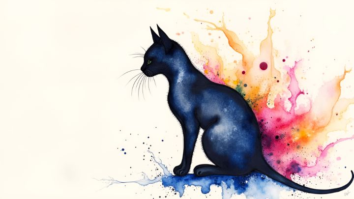 Color Line Trapp Midnight Feline Color Splash - C. Autumn Trapp - Paintings & Prints ...