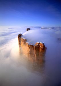MONUMENT VALLEY IN WINTER CLOUDS