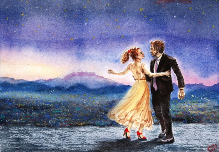 La La Land movie scene watercolor Olma Paintings Prints