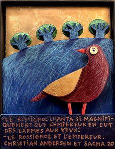 Oiseau sur fond d'or