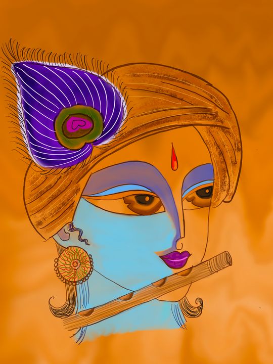 Premium Vector  Lord krishna in loves with radha playing flute janmashtami  festival