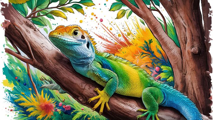 ARTCANVAS retailer Chameleon Lizard Reptile Branch Canvas Art Print