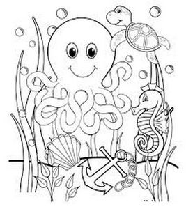 colouring page, octopus
