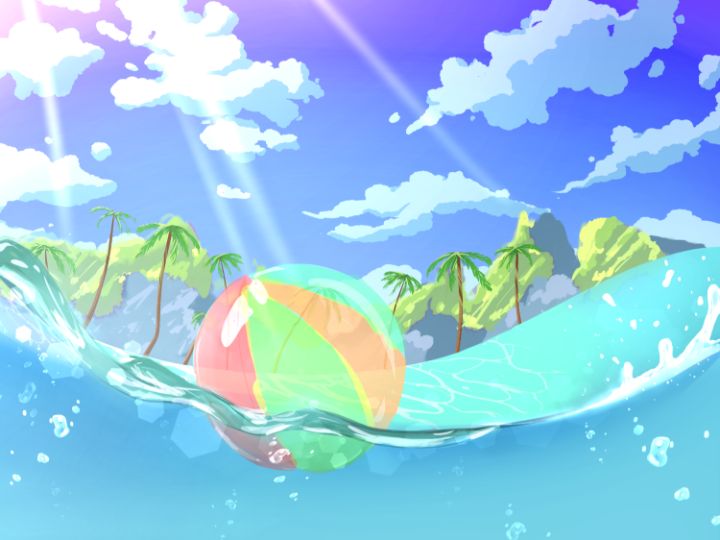 Sea Beach Sky Clouds Anime Desktop Background