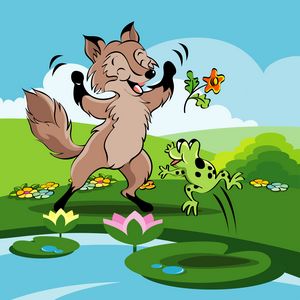 Fox and frog dancing