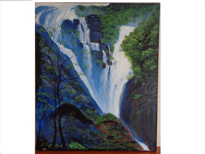 water fall - art o art - Paintings & Prints, Landscapes & Nature