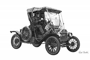 MODEL T FORD POINTILLISM DRAWING