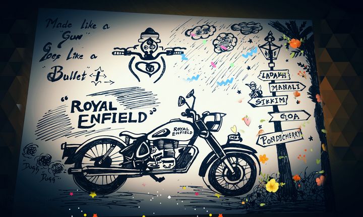 Painting of a Royal Enfield Bullet 500 Motorcycle Limited Print –  ArtbyMyleslaurence