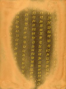 Abstract drawing with numbers bronze