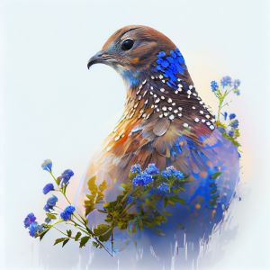 Willow Ptarmigan on a Forget-me 4