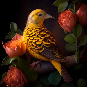Beautiful Yellowhammer on Camellia 3