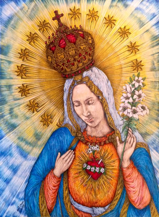 Virgin Mary praying, sketch drawing Stock Vector by ©bernardojbp 89115720