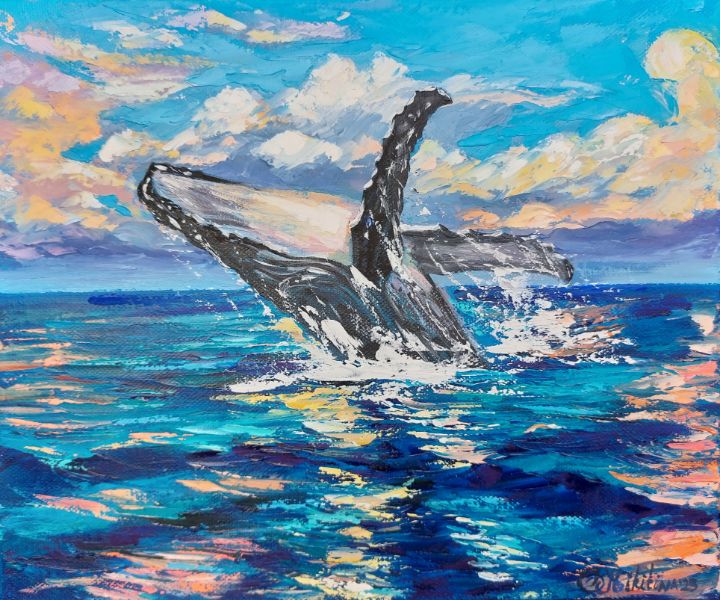 Breaching Whale - Olga Nikitina - Paintings & Prints, Animals, Birds ...