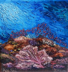 Coral reef with pink gorgonian coral